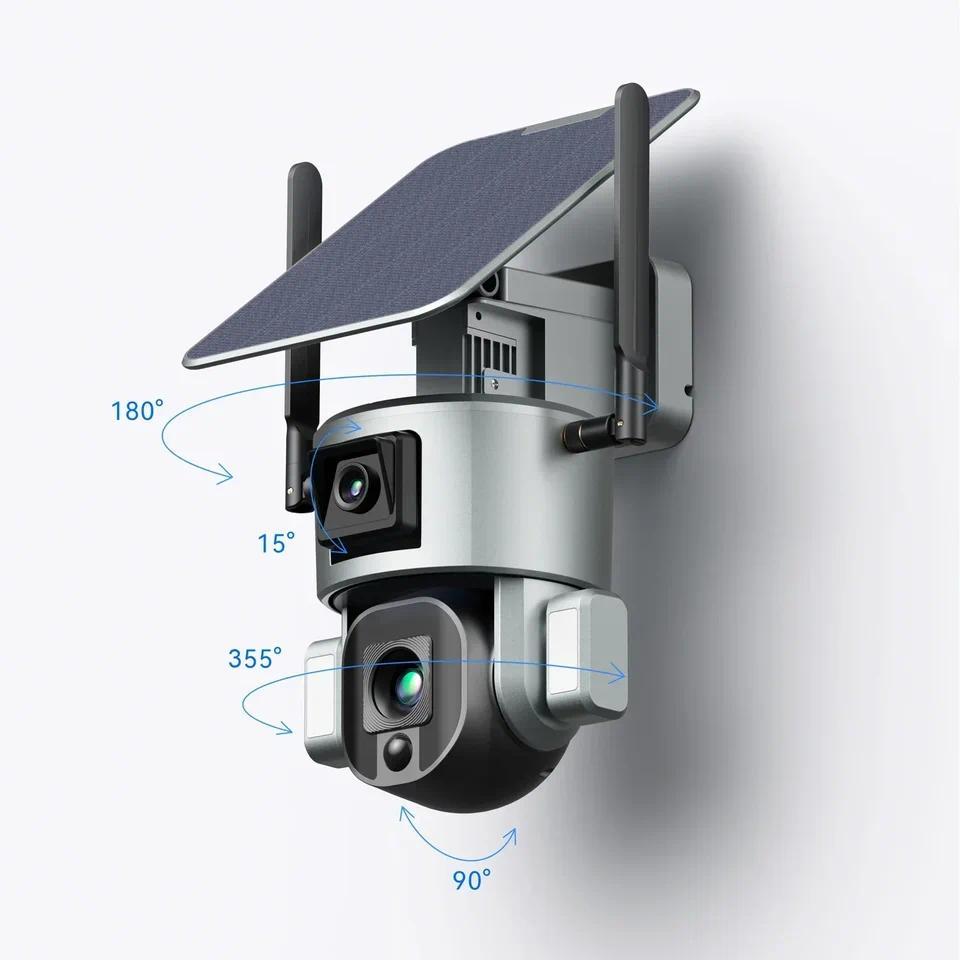 Wistino 4K Dual Lens Solar Camera Outdoor Audio Night Vision Human Tracking 20X Zoom 4G PTZ Solar Ca