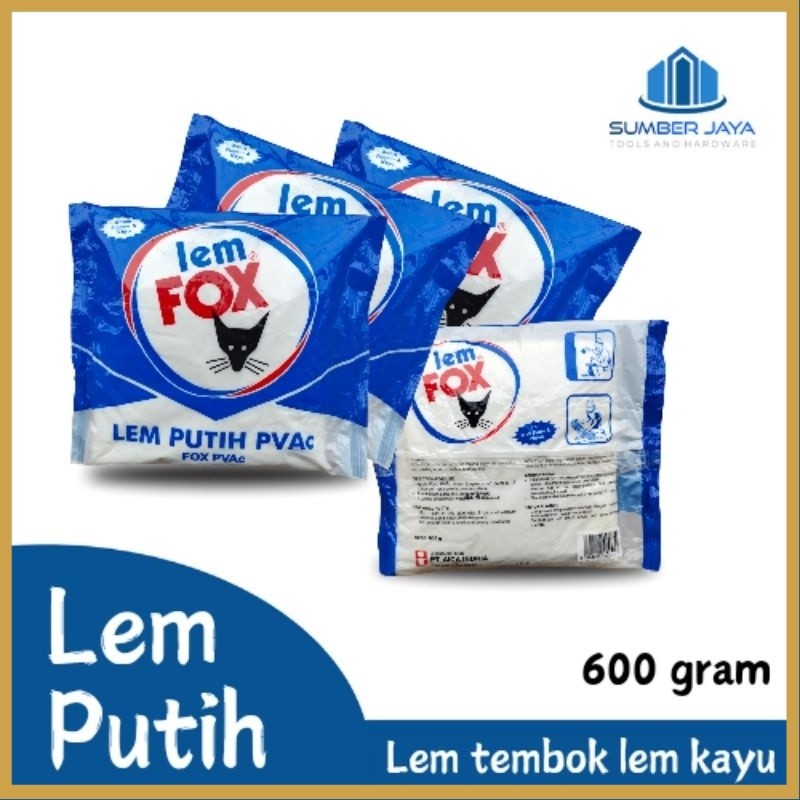 lem fox lem kayu lem tembok plamir putih 600 gram