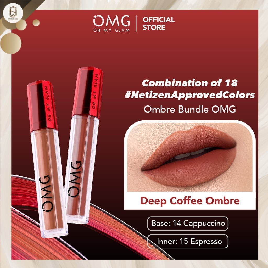 QEILA - BEST SELLER OMBRE OMG LIP CREAM NO 14 CAPPUCINO & NO 15 ESPRESSO