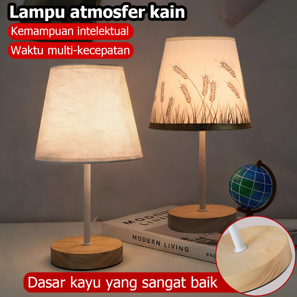 Lamp Vintage Classic Side Classic Side Lamp Aesthetic Table Kayu LED