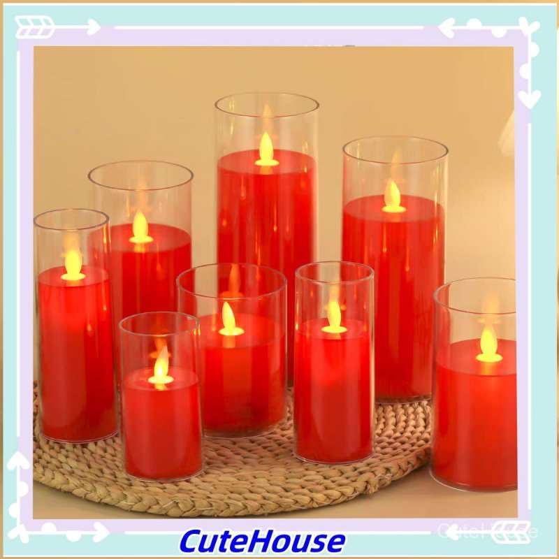 Lilin Led Elektrik Api Bergoyang Merah