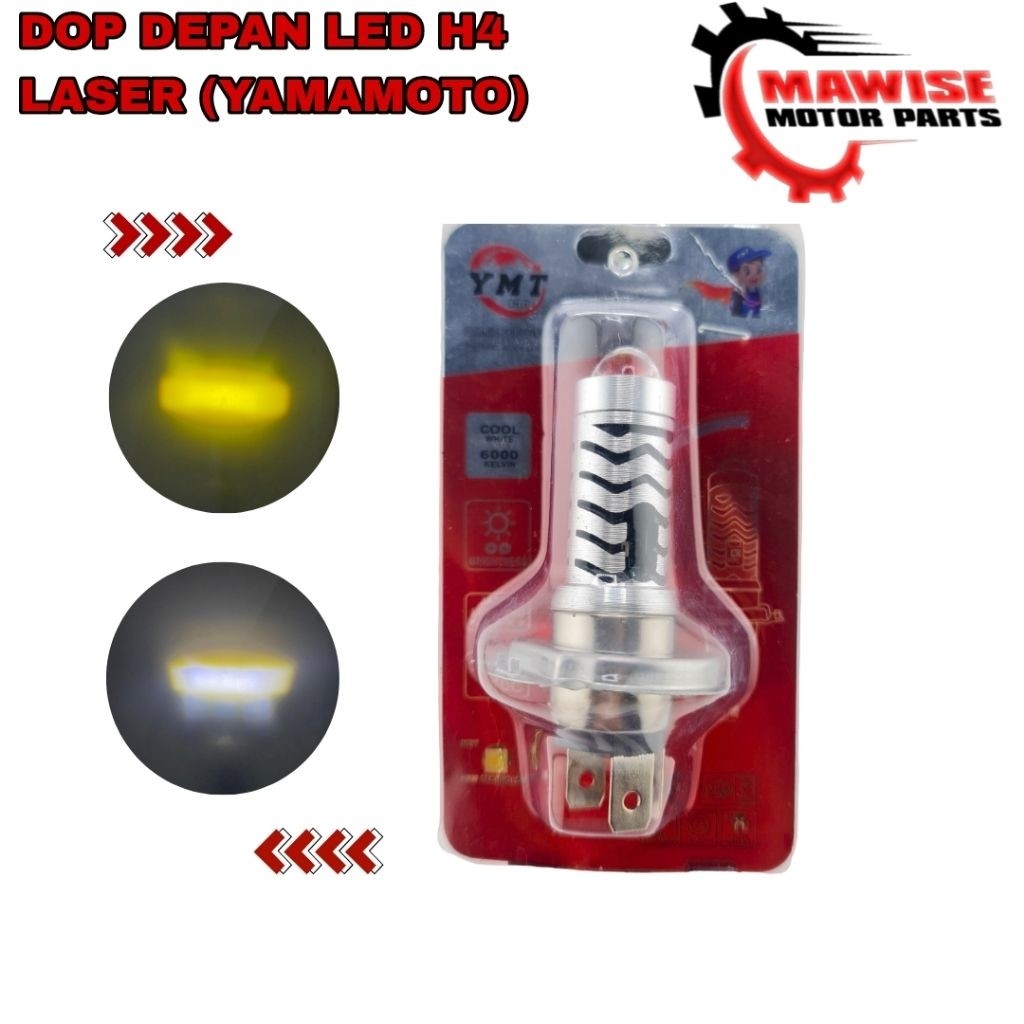 BOHLAM DOP DEPAN LED H4 LASER YAMAMOTO - Lampu depan Dop LED H4 Laser YAMAMOTO