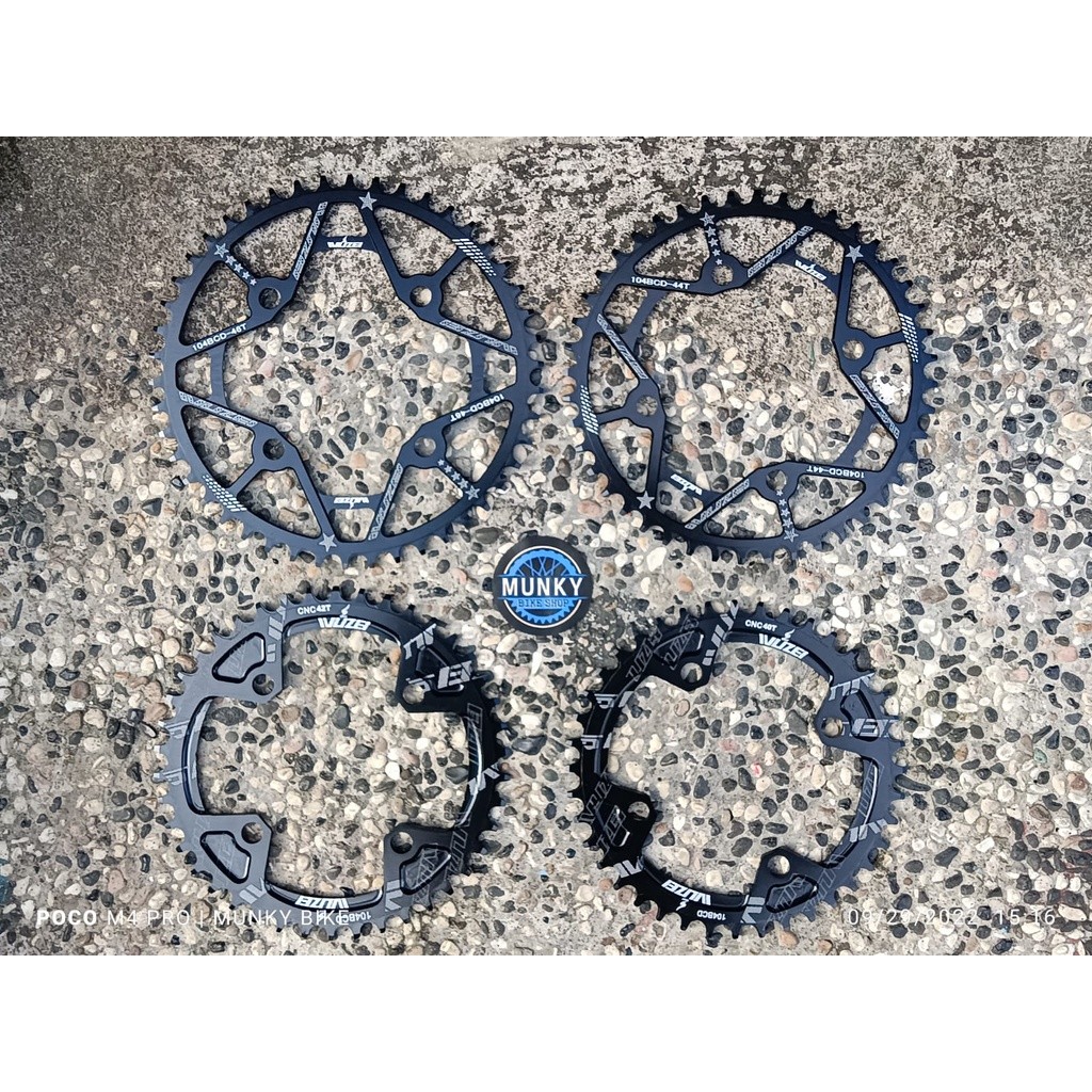 Foto Chainring Wuzei 40T 42T 44T 46T 48T 50T BCD 104 BCD narrow wide bulat round untuk single crank chainring