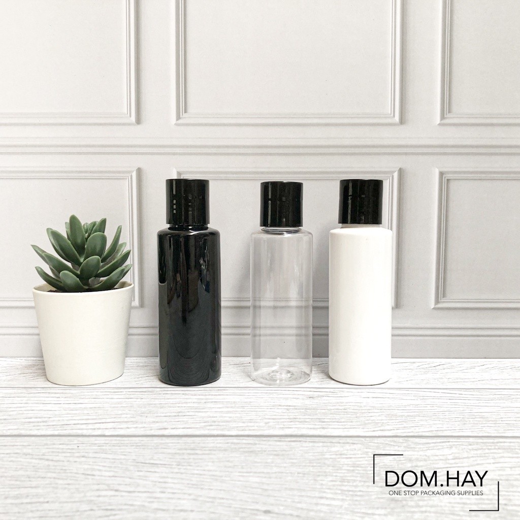Botol Plastik Presstop Hitam 100ml RF Dish Soap Sabun Body Hand Wash Shampoo Gel Oil Minyak Kemasan 