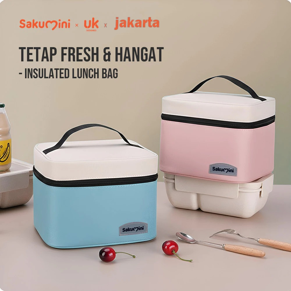 Sakumini Tas Bekal Makanan Lunch Bag Thermal Insulation Warmer Cooler Multifungsi Tas Travel Portabl