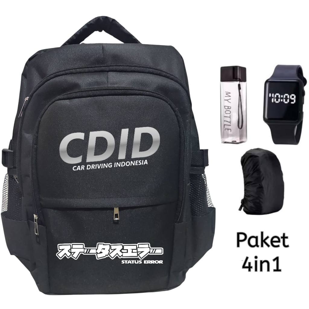 CDID Tas Sekolah Car Driving Indonesia CDID Ransel Terbaru untuk Anak SD SMP Free  Botol Jam Cover