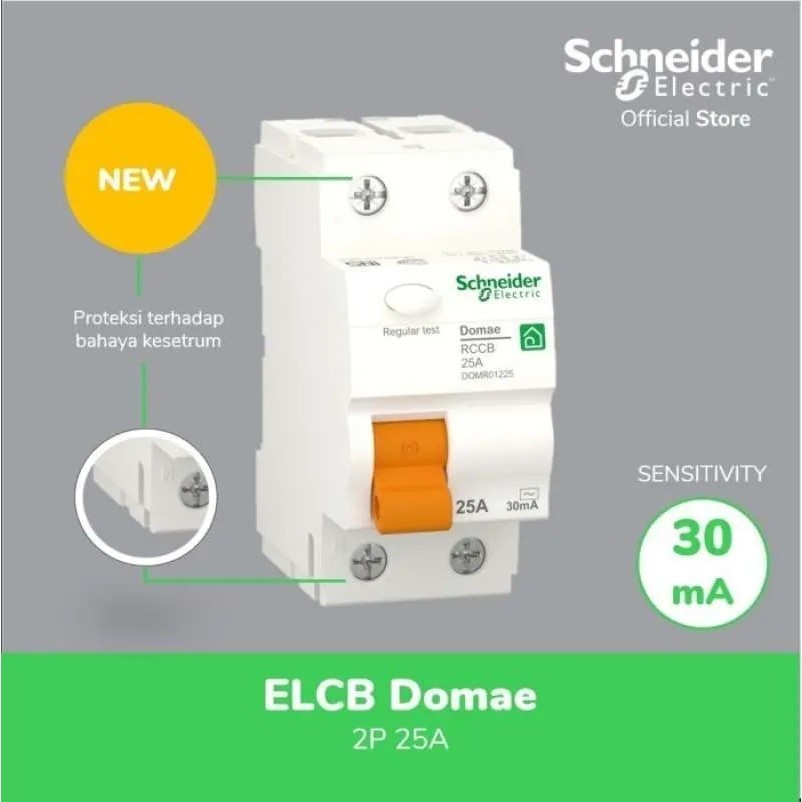 SCHNEIDER ELECTRIC DOMAE ELCB 2P 30MA 6KA 25A / 40A