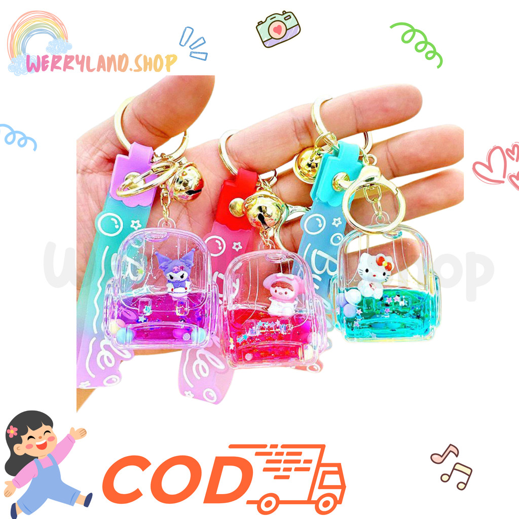 WLD Gantungan Kunci CUTE SANRIIO KOTAK Aksesoris Tas Imut/ Aksesories Untuk Motor Mobil Gantungan HP