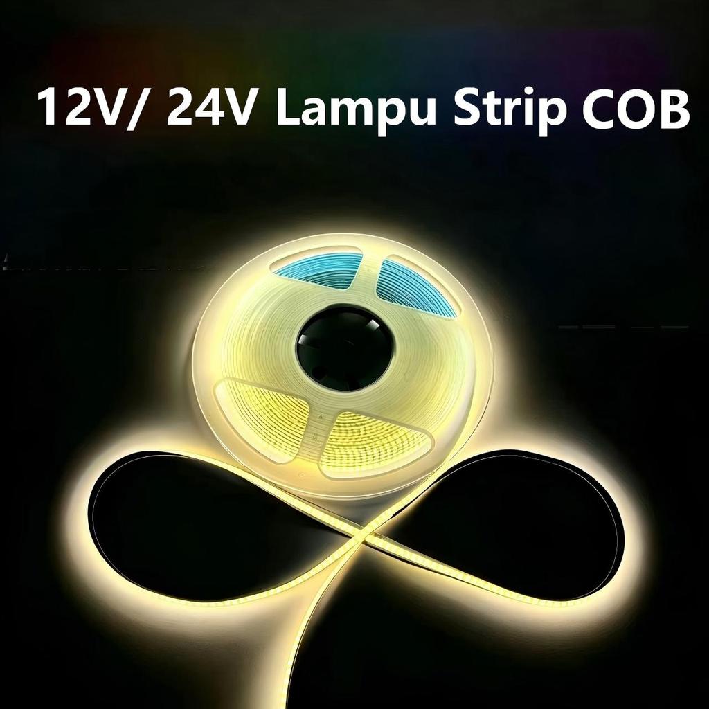 LED STRIP FLEXIBLE COB 12V/24V 5 Meter LED Strip lampu papan telanjang COB kecerahan tinggi 3000K 40
