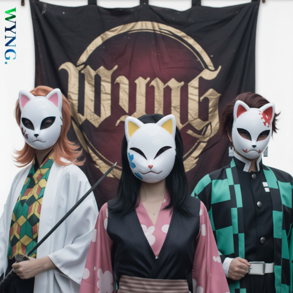 (READY STOK) Topeng Rubah Kimetsu No Yaiba Demon Slayer Anime Japanese Cosplay Fox Mask Kucing Lucu 