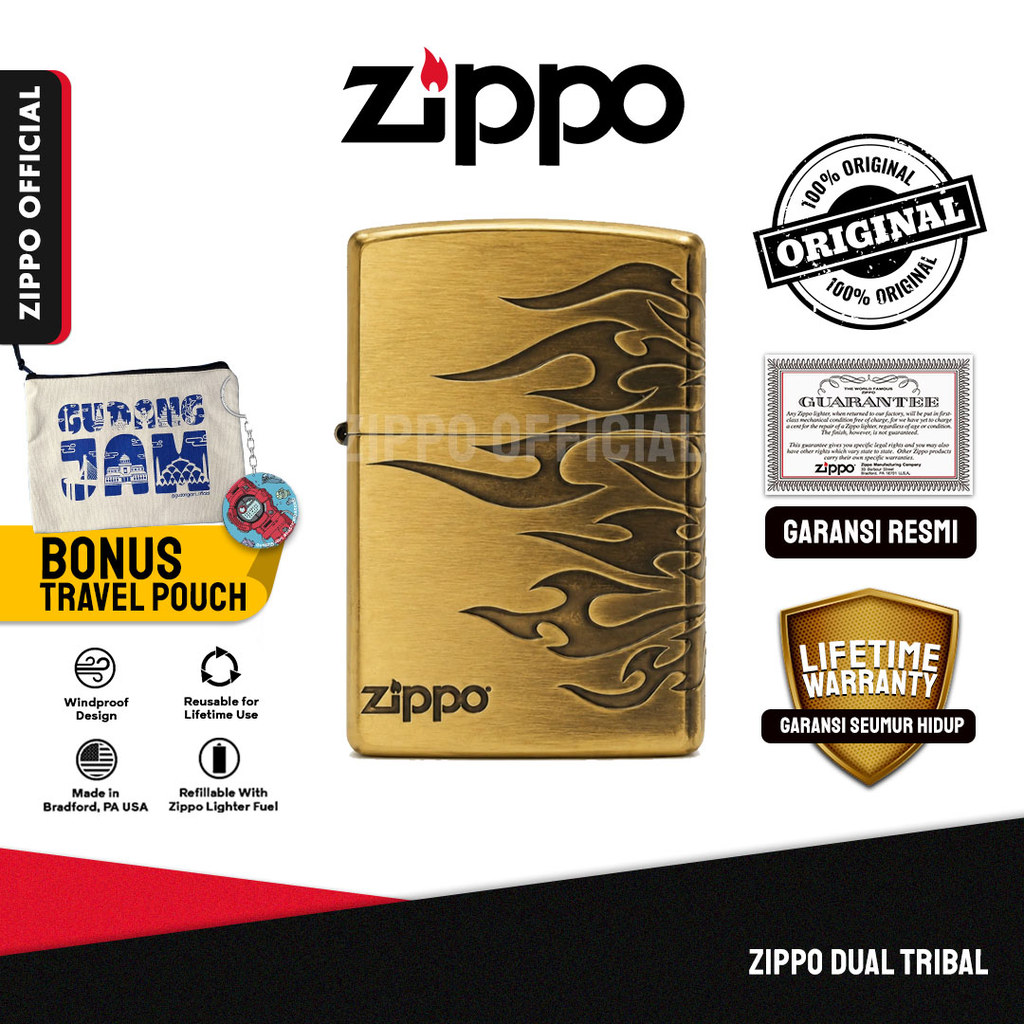 Zippo Dual Tribal ZA-2-73B | Garansi Lifetime | Original USA