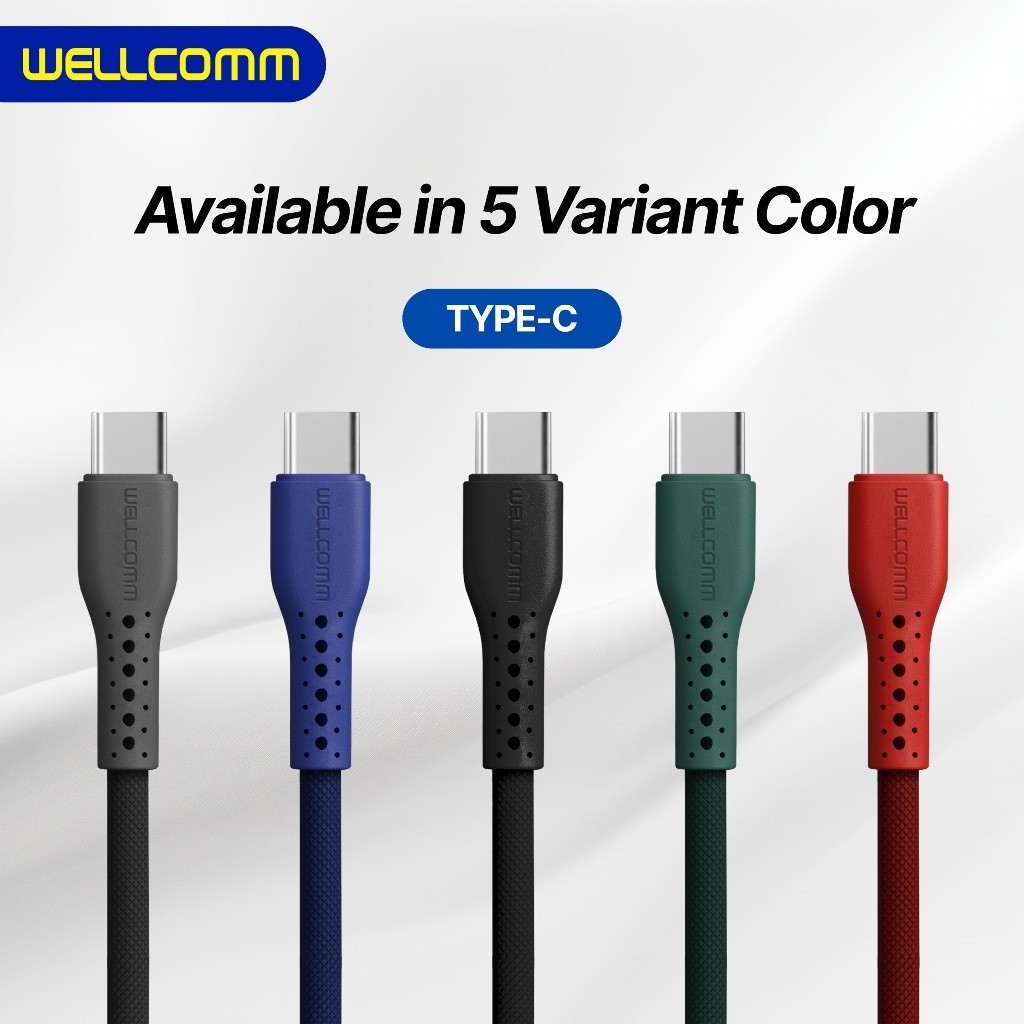 [HWARTZ] Wellcomm Kabel Data Fast Charge 3A USB Type C / Micro / iPhone Nylon B Series 1M COD