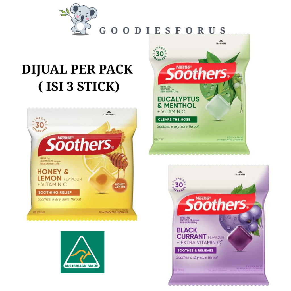 Soothers Eucalyptus/Menthol Lozenges MULTIPACK ISI 3 STICK/Soothers blackcurrant/soothers immune/hon