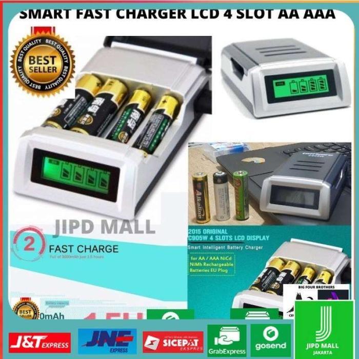 Smart Charger Baterai 4Slot LCD Display For AA AAA NiMh NiCd C905W 111 - Not Specified