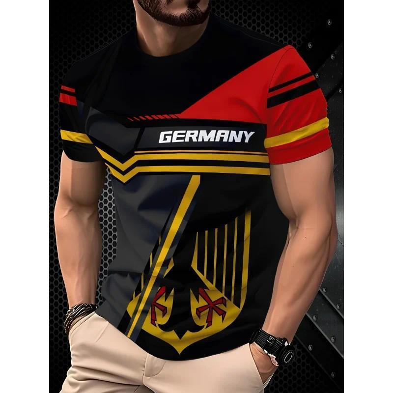 Kaos Jersey Bendera Jerman 3D Print untuk Pria, Kaos dengan Cetakan Emblem Nasional Jerman, Ukuran X