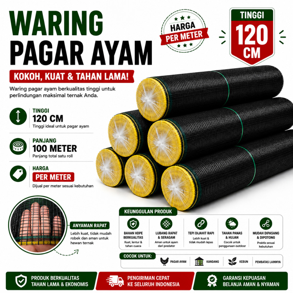 Waring (Ecer) Waring Jaring Pagar Tanaman Waring Pagar Kandang Ayam Waring Pagar Kebun