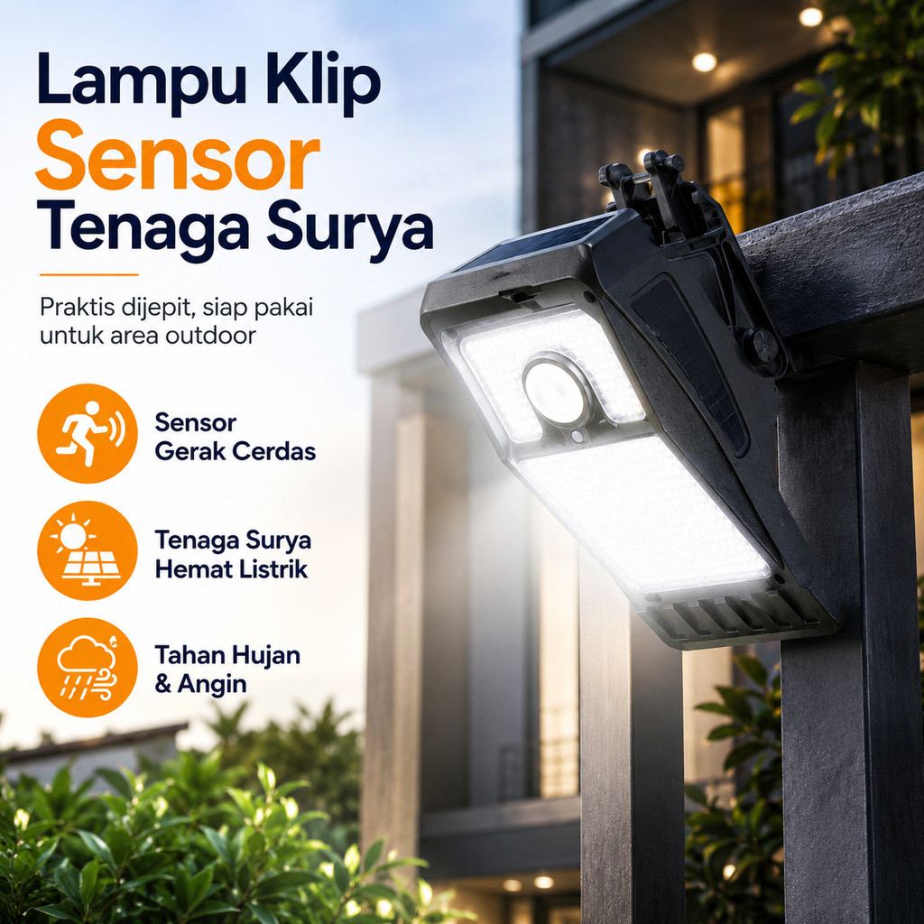 [Pengiriman 24 Jam] Lampu Tenaga Surya / Jepitan Lampu Tenaga Surya / Sensor Gerak Lampu Tenaga Sury