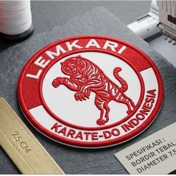 Bordir Logo Lemkari Karate Indonesia 3D Timbul Komputer