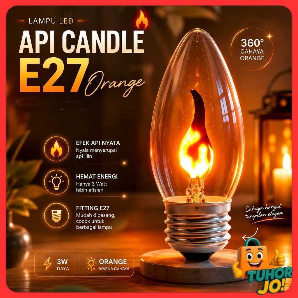 TaffLED Lampu Bohlam LED Api Flickering Candle Light E27 Orange 3W - OM-BB-3W