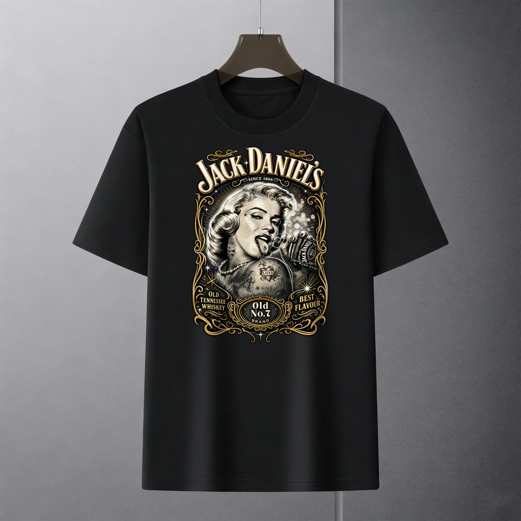 Kaos Jack Daniel's Vintage Lady Whiskey Dengan Grafis Retro Americana, Kaos Lengan Pendek Unisex Tsh