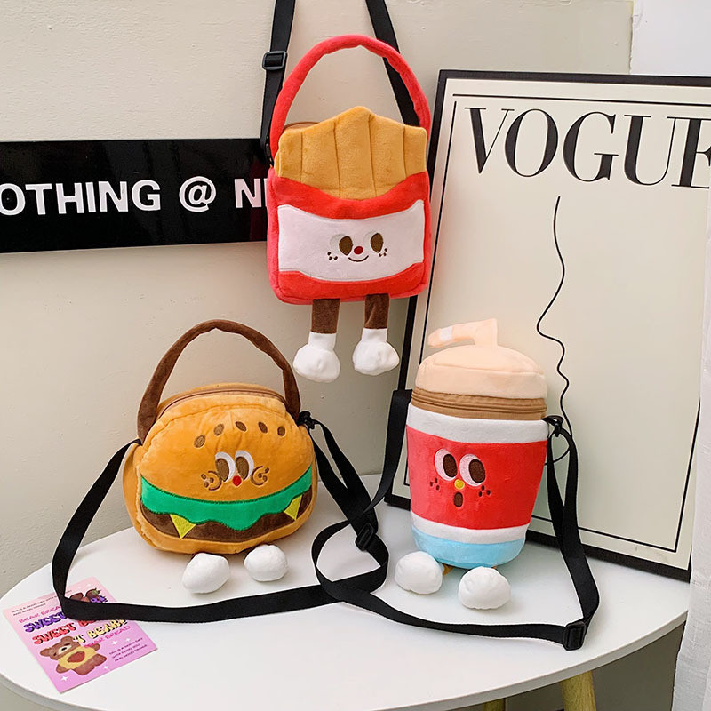 TAS SELEMPANG ANAK REMAJA KARAKTER BONEKA FOOD AND DRINK BAHAN LEMBUT