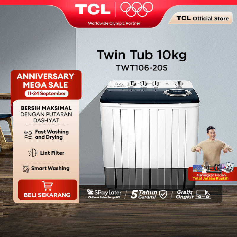 TCL TWT106-20S Mesin Cuci 2 Tabung