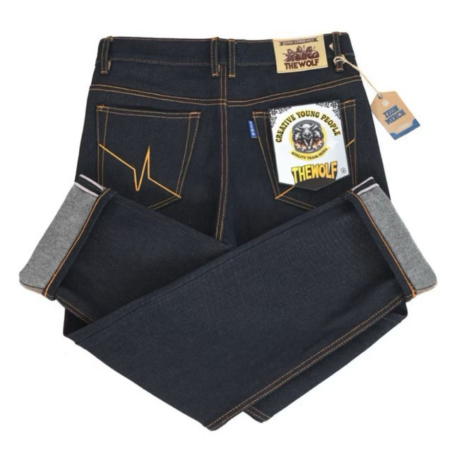ZEON - CELANA DENIM PRIA SELVDEGE ACCENT 15 OZ RAW DENIM BLACK INDIGO