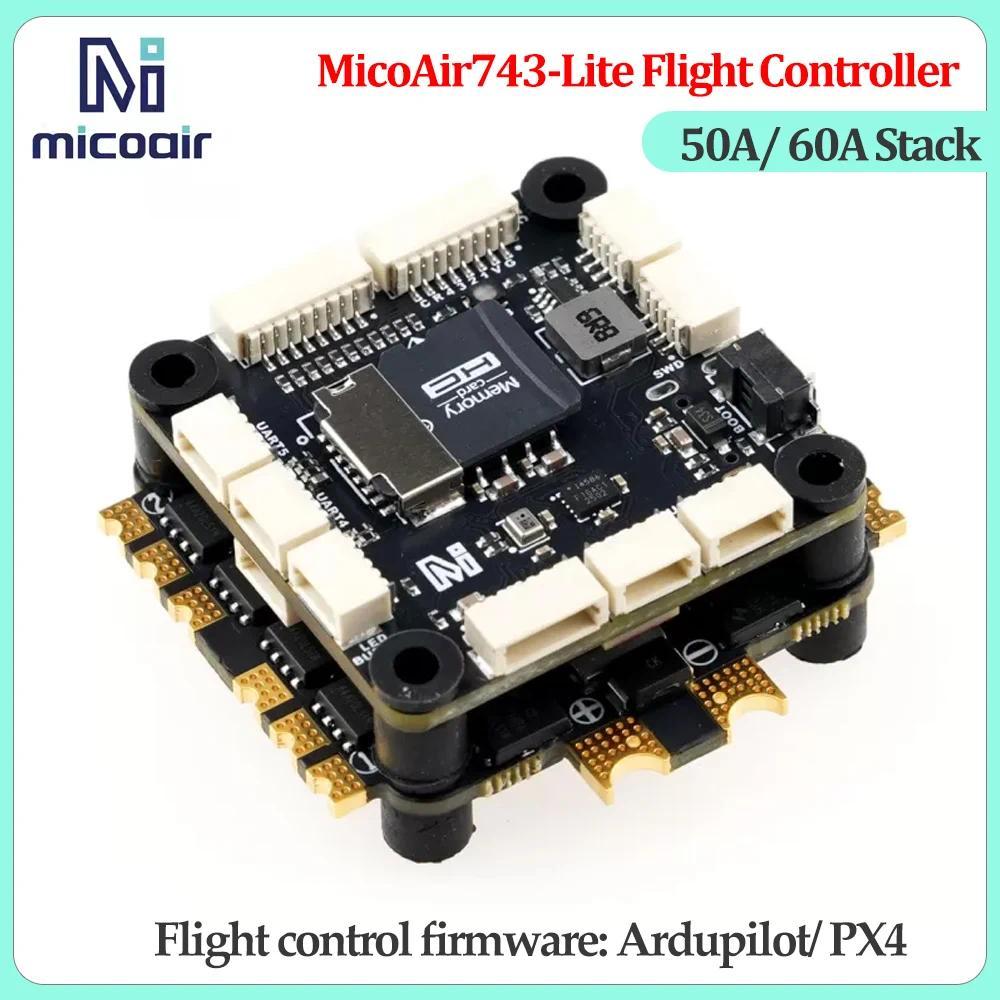 MicoAir743 Lite Flight Controller 50A/60A 4in1 ESC Bluejay ICM45686 Flight Stack Support Ardupilot/P
