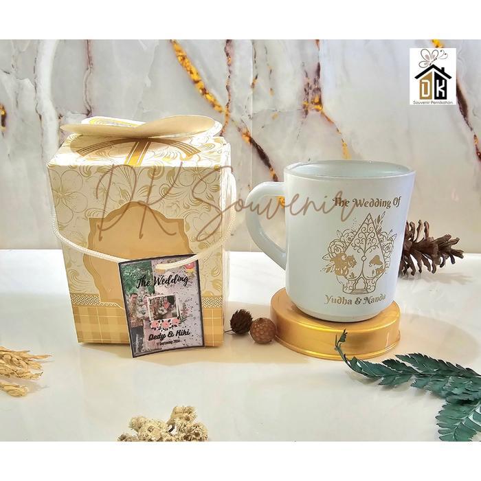 ISI 100 SOUVENIR MUG SABLON COSTUME KEMAS BOX  (AB) - POLOSAN, BENING     Berkualitas