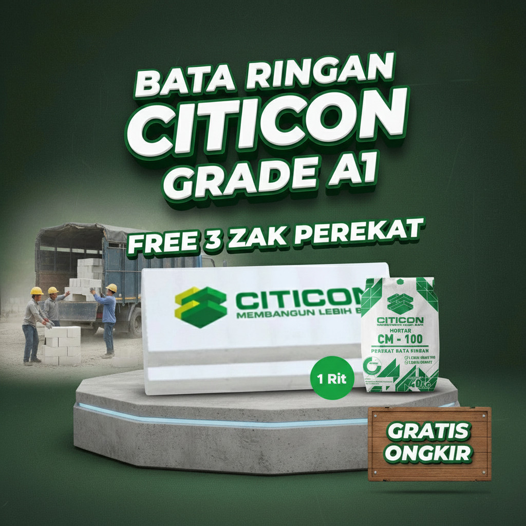 Bata ringan citicon - Hebel citicon - Bonus perekat 3 zak - Pengiriman Kabupaten Gunungkidul Yogyaka