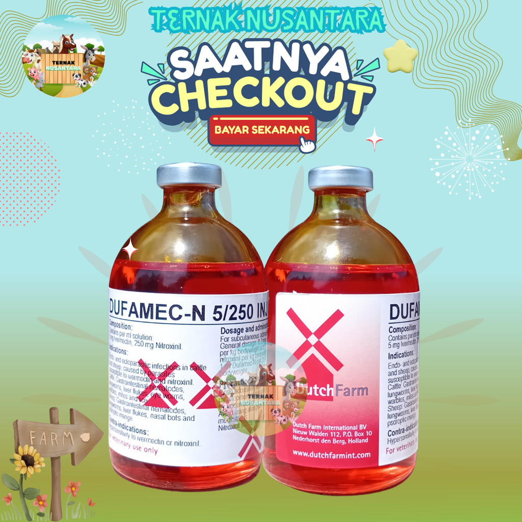 DUFAMEC-N 5/250 INJEKSI 100 ML - Obat Cacing Hati Sapi Kerbau Kambing Domba