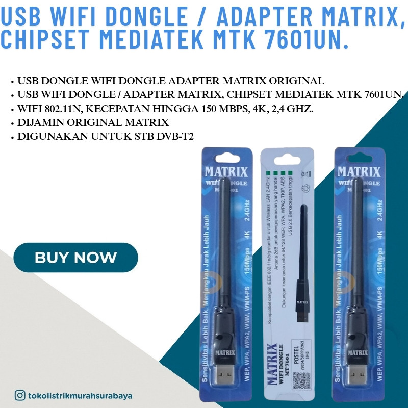 DONGLE WIFI MATRIX Adapter Matrix, chipset Mediatek MTK 7601UN