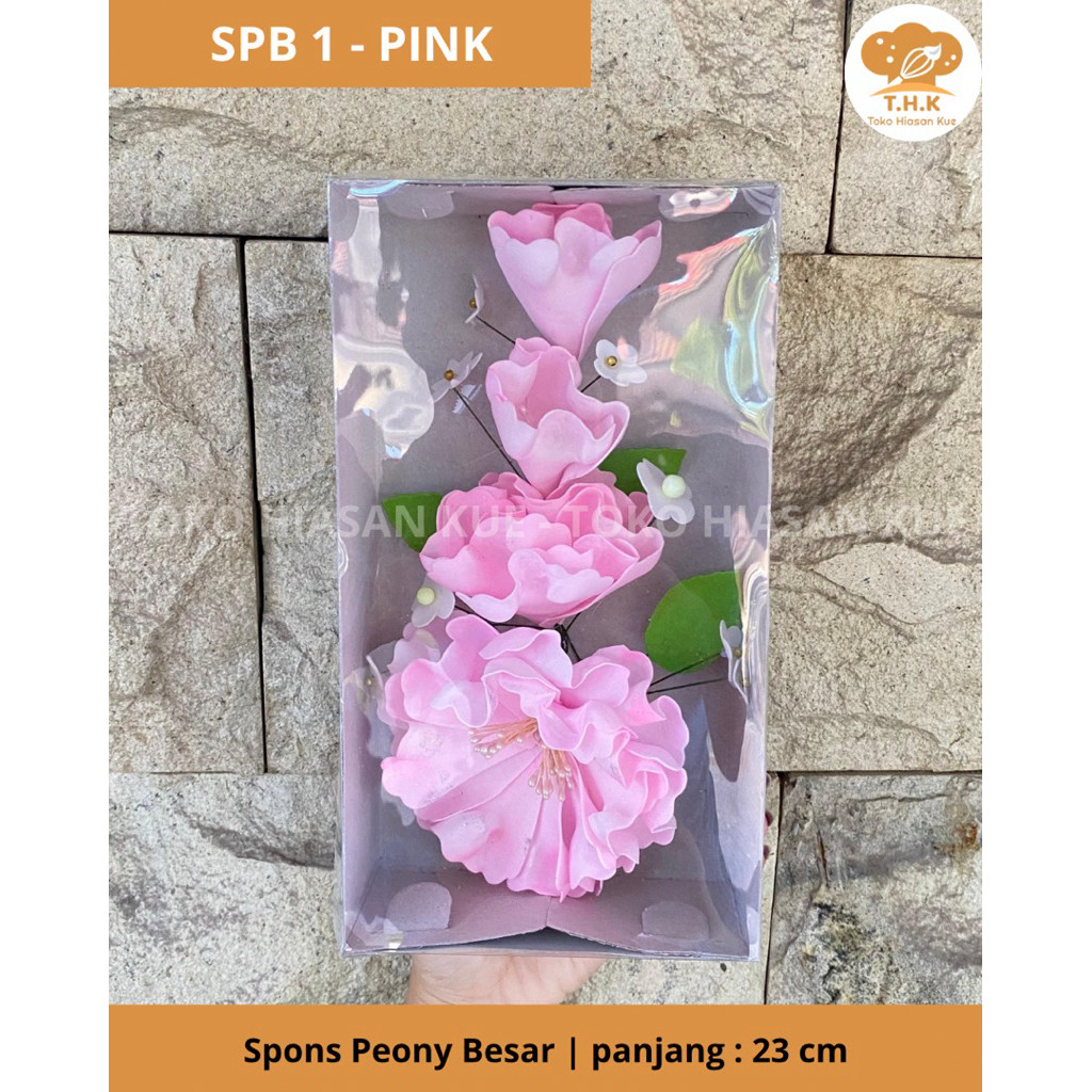 SPB1 - Hiasan Kue Rangkaian Wedding Pengantin Bunga Spons Peony Besar