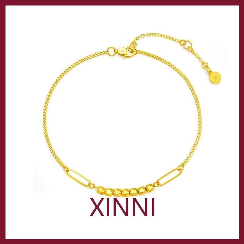 XINNI Gelang Perak Pecah Berlapis Emas Kuningan Gelang Wanita Kubus Gula Perhiasan Niche Hadiah