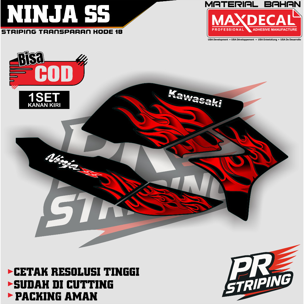 Striping NINJA SS Variasi striping NINJA SS API TRANSPARAN MAXDECAL KODE 18 Motorcycle