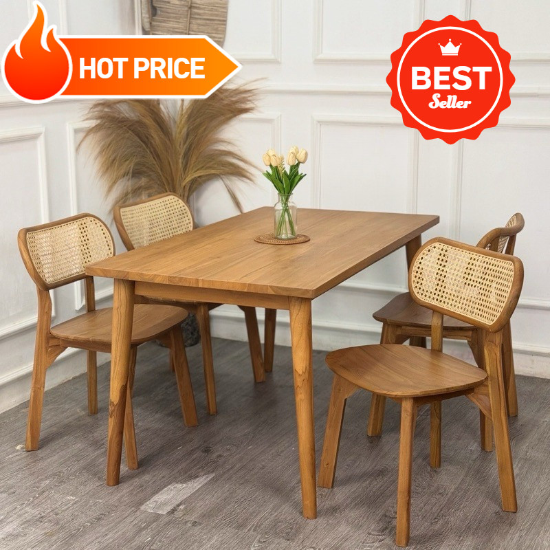 Set Meja Makan Kayu Jati Jepara | Meja Kursi Makan Tahan Lama | Model Modern Klasik