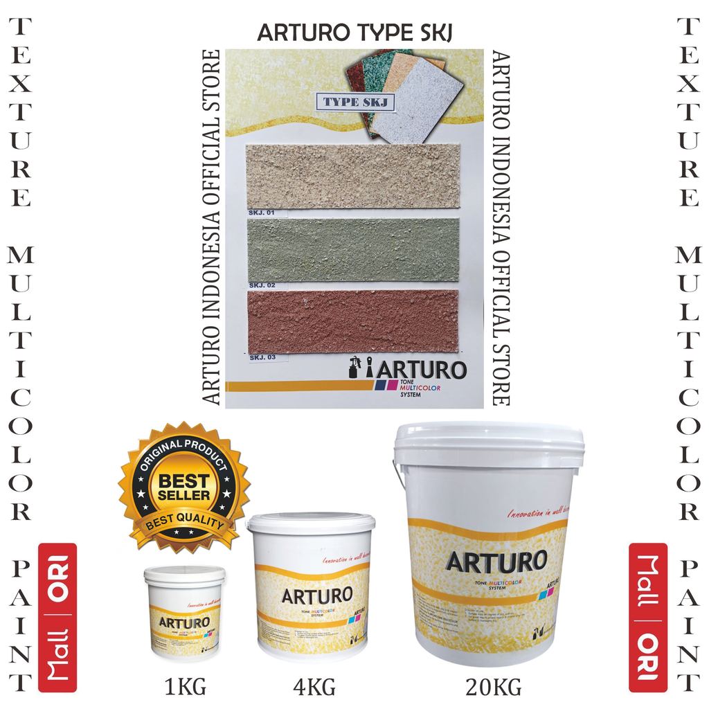 ARTURO Type SKJ Pail 20kg  Cat Texture Tone Tekstur Dinding Tembok Flakes Multicolor Kemasan Ukuran 