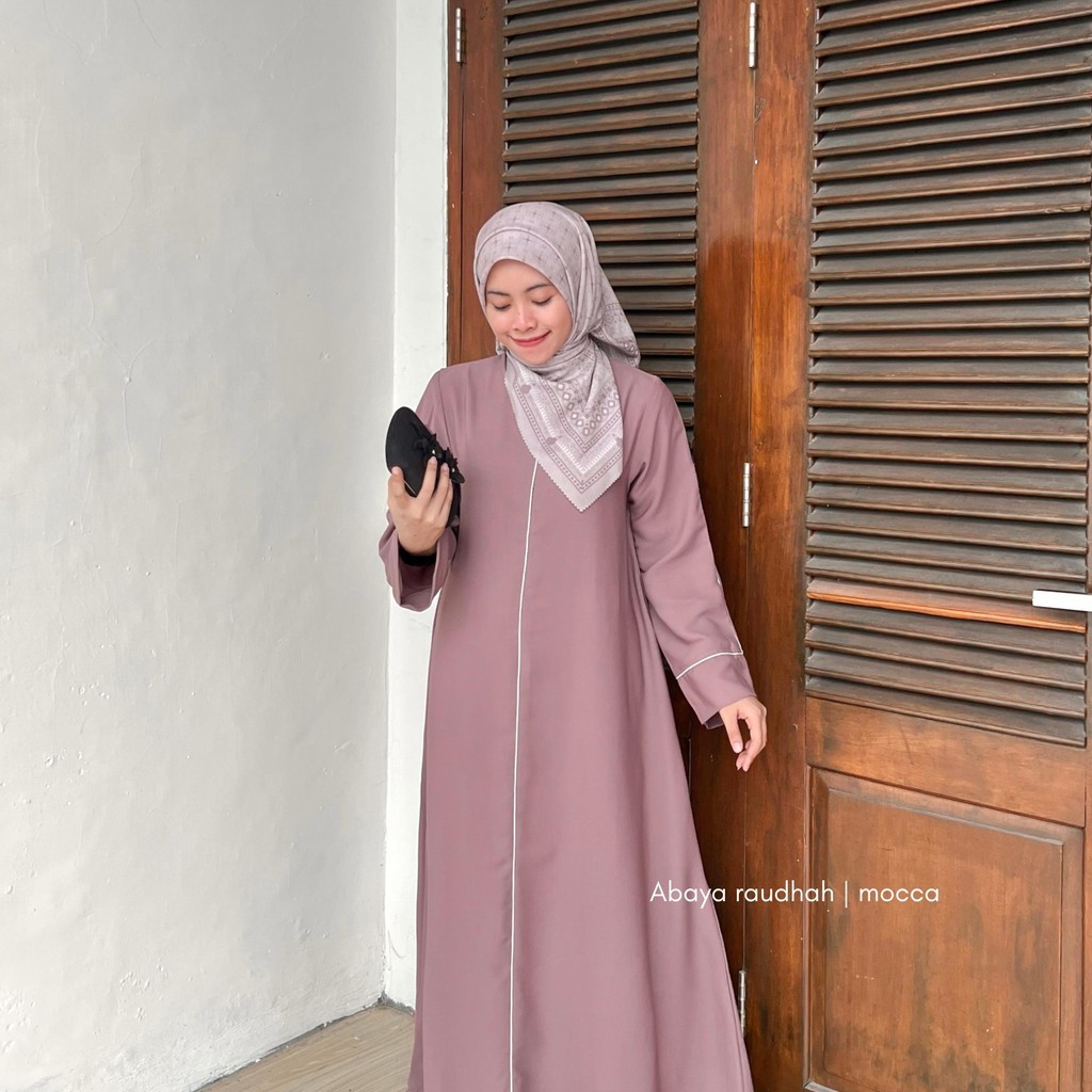 RISAOSHOP Abaya Raudhah - Abaya Remaja Dewasa Abaya List Putih Bahan Premium