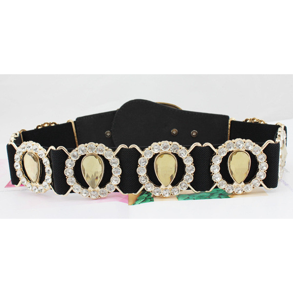 Sabuk Rhinestone Fashion untuk Wanita Sabuk Pinggang Lebar