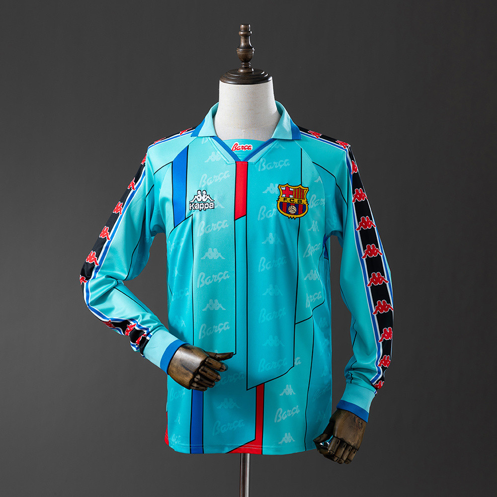 Jersey Barcelona 95/97 Away Long Sleeve Retro T shirt pria