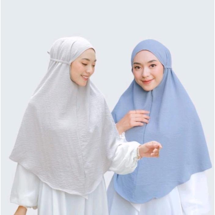 BERGO CRINKLE AIRFLOW PREMIUM / JILBAB CRINKLE AIRFLOW / JILBAB SIZE M - PUTIH TULANG, M