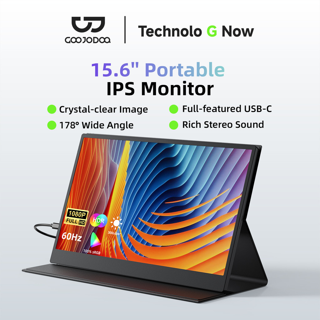GOOJODOQ 1920*1080P Portable monitor for laptop 15.6 Inch  FHD IPS Type US-C HD for Pad PC Mac Phone