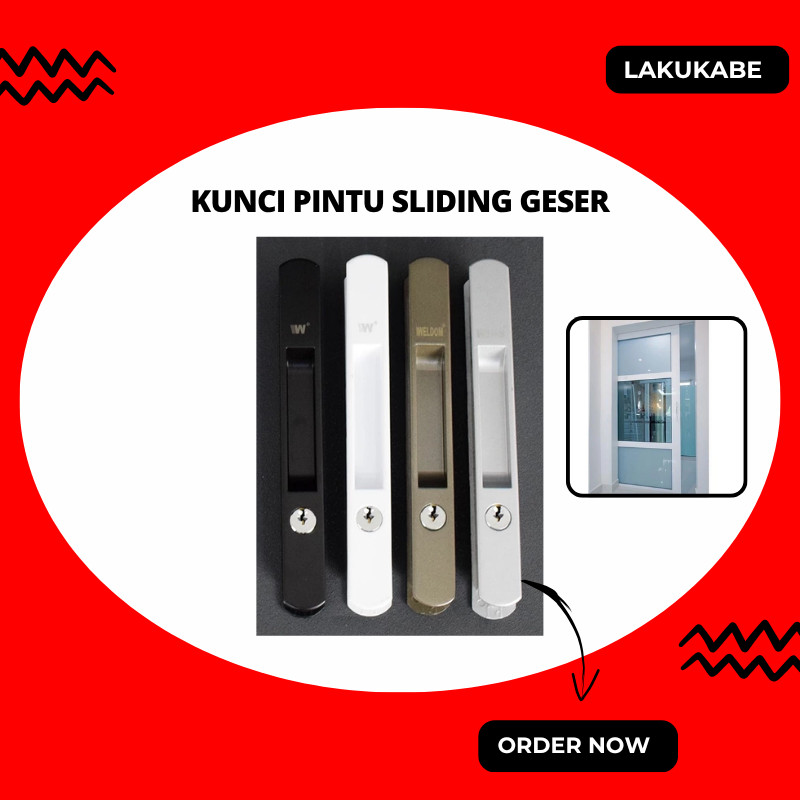 Handle Kunci Pintu Aluminium Geser Tanam Weldom RA66 - Kunci Sliding Pintu Geser Aluminium