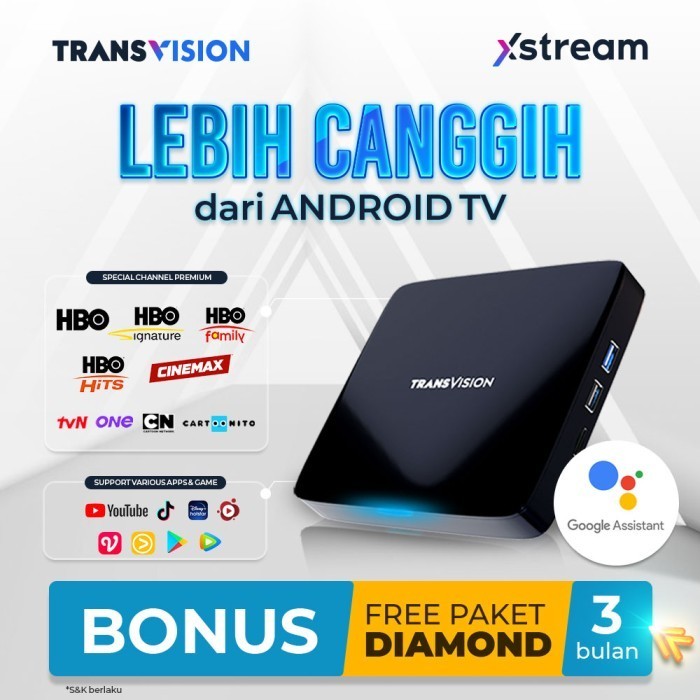 Transvision Xstream Gen 2 Android TV Box FREE ALL CHANNEL 3 Bulan - STB Smart TV Box WiFi Bluetooth 