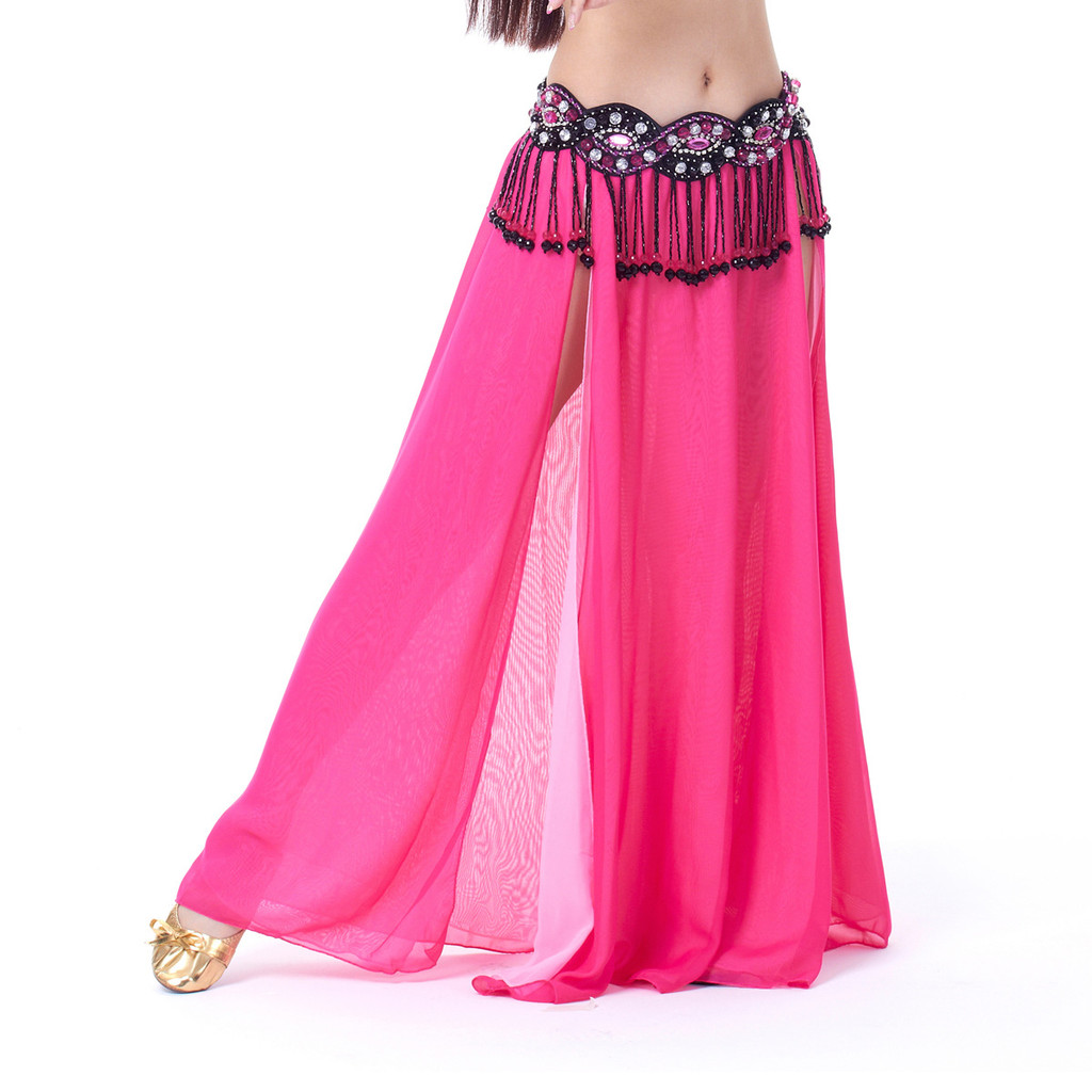 Double Slit Chiffon Skirt Belly Dance Sexy Dress Dance Skirt Belly Dance Stage Performance Performan
