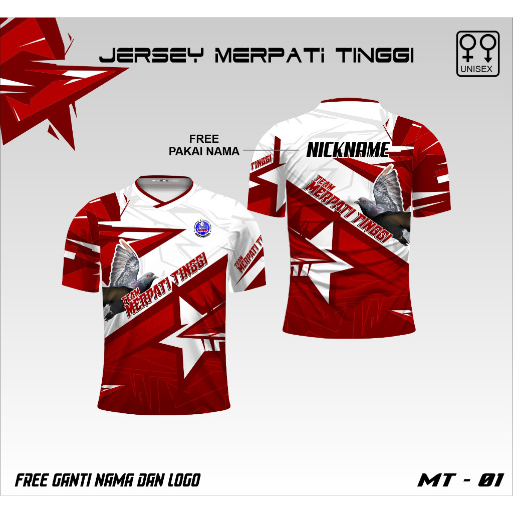 Baju team merpati kaos burung dara jersey burung merpati PMTI S-2XL