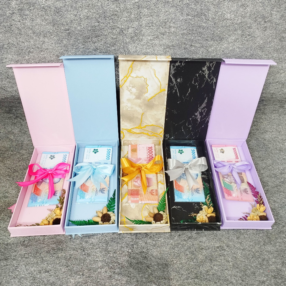 Gift box Money (10-45 Lembar) / Hadiah Ulang tahun / Anniversary / Wisuda / Valentine / Buket Bunga 