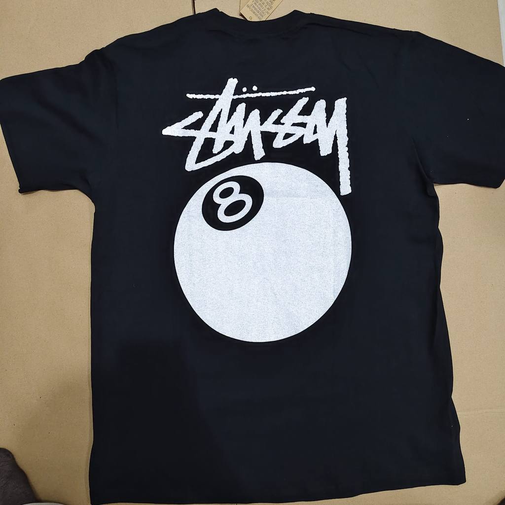 STUSSY 8 Ball Pigment Dyed Black Tshirt Tee Baju Kaos Original