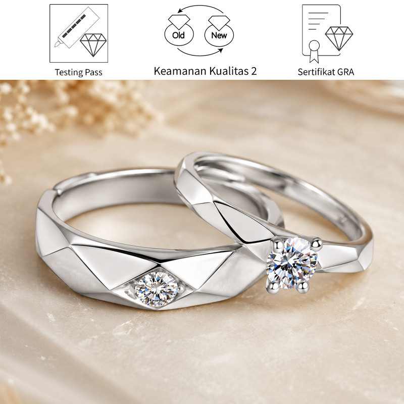 SikRoad Cincin Moissanite Wanita Bertumpuk Emas Platinum Yang Indah Cincin Pernikahan Untuk Pria Dan