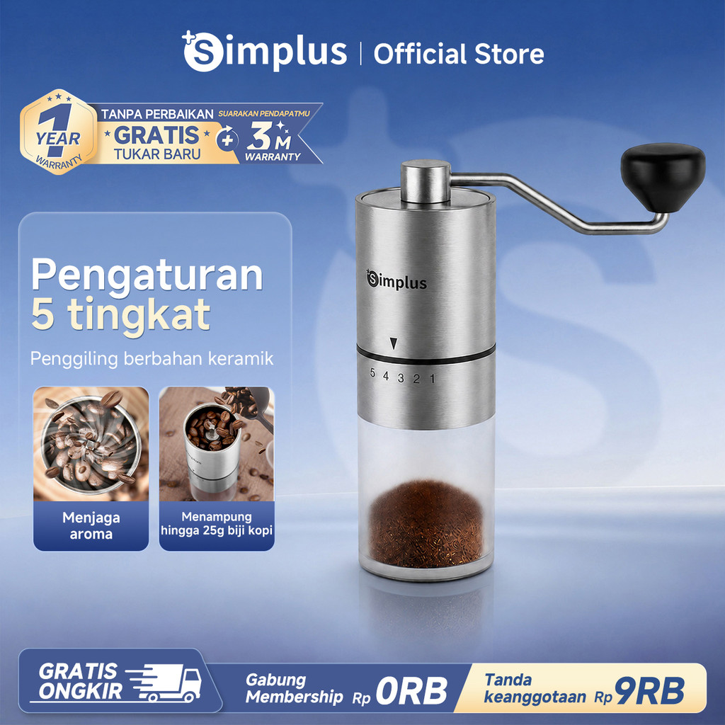 Simplus Penggiling Biji Kopi Manual 25g Coffee Grinder Handheld Manual Baja Tahan Karat